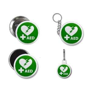 AED Defibrillator Certified Heroes Button Zipper Pull Magnet Key Chain
