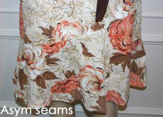 ELEVENSES Anthropologie Sz 6 Floral Print Corduroy Skirt Gemstone Sash 