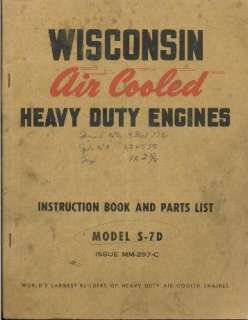 WISCONSIN ENGINE INSTRUCTION PARTS LIST MANUAL S7 D  