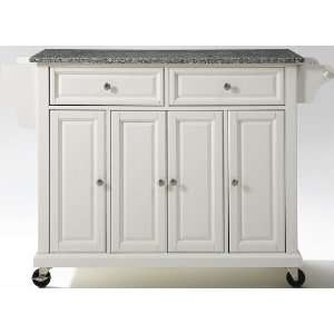    Solid Granite Top Kitchen Cart / Island   White