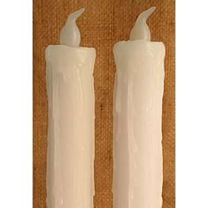  White Flame 16.5 Inch Drip White Dinner Candles Set   2 