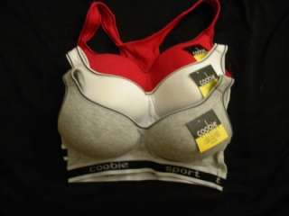 Lots 3 Coobie Sports Bras color Gray, White and Red Size 36 B  