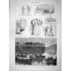   1893 MAN OF WAR SHIP LYRE VOLUNTEER MUSIC BAND BOATS