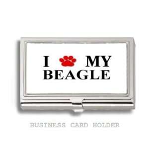  Beagle Love My Dog Paw Business Card Holder Case 