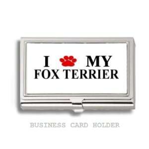  Fox Terrier Love My Dog Paw Business Card Holder Case 
