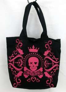   Tote Bag Purse Pink Skull Crown Hearts Roses Doves Shopper Satchel NEW