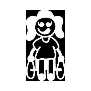 Wheelchair Girl Stick Figure Family stick em up White vinyl Die Cut 