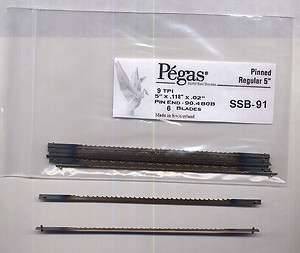 Pin End Premium Scroll Saw Blades (Lot of 6) 9TPI (Pégas Brand 
