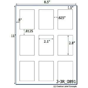  2.1 x 2.8 Rectangle Natural Ivory Printed Label Sheet 