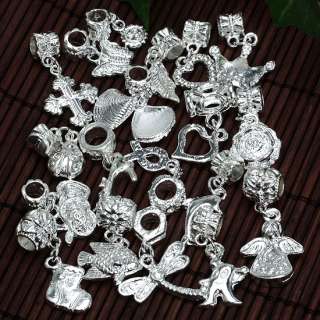 50p Wholesale Silver Plated Dangle European Beads Charm  