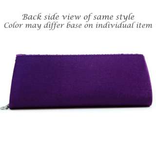 Pleated flap evening bag clutch w/ rhinestone trim   purple  