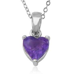  Sterling Silver Amethyst Heart Pendant, 18 Jewelry