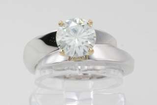 Tone Gold Moissanite Solitaire Engagement Ring 1.2 ct  