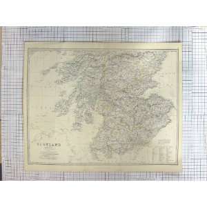    JOHNSTON ANTIQUE MAP c1870 SOUTHERN SCOTLAND CLYDE