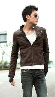 2011 NEW Mens Classic Three Dimensional Cut PU Leather Jacket Coat 