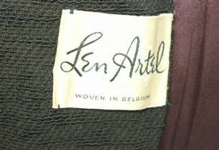 Vintage 50s Woven In Belgium Len Artel Brown Coat Fur Trim Swing 