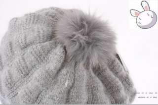 628 Korean Winter Woman Hat with Ball Warm Knitted Brim Cap  
