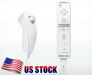Built in Motion Plus Nunchuck Controller for Wii White  