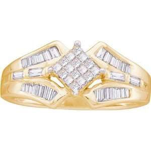  Ladies 14K Yellow Gold .50ct Diamond Rhombus Shaped Bridal 