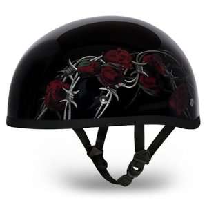   Roses Beanie DOT Motorcycle Skull Cap Half Helmet [Medium] Automotive
