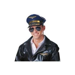  Deluxe Pilot Captain Hat and Gunmetal Sunglasses 