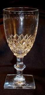 WATER GOBLET WICKHAM HAWKES CUT GLASS square base  