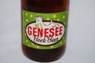 Vintage GENESEE Bock Beer glass bottle 12 oz embossed GENNY Goat 