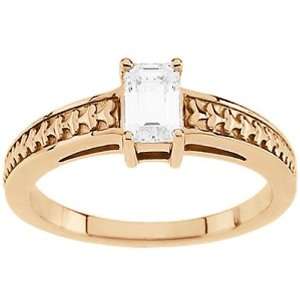  18K Rose Gold Diamond Solitaire Engagement Ring   0.50 Ct 