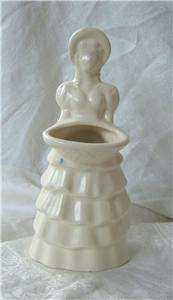 Vtg Royal Haeger Lady Vase White Matte Colonial Figural 7.5  