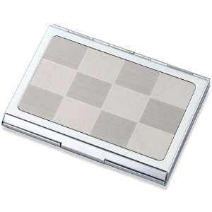  Silver Checkerboard Pattern Business Card Holder 