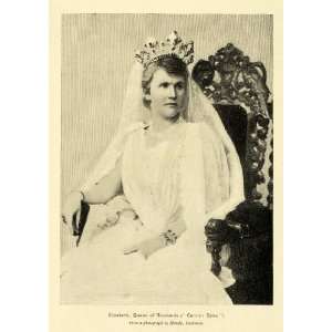  1895 Print Queen Romania Elizabeth Weid Royalty Jewel 