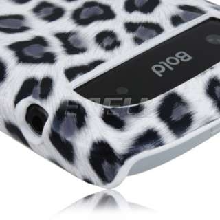 WHITE LEOPARD PRINT LEATHER BACK CASE FOR BLACKBERRY BOLD TOUCH 9900 