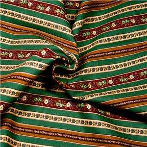 Marcus Brothers Cotton Fabric Warm Brown, Green, and Ivory Stripe Fat 