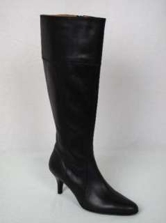JCREW Whitby tall kitten heel leather boots black  