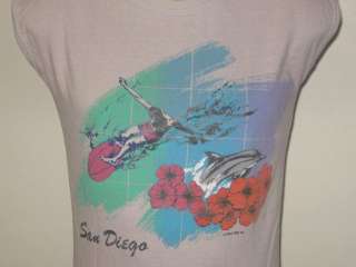 vintage 80s SAN DIEGO CALIFORNIA POLY TEES TANK TOP T Shirt SMALL surf 