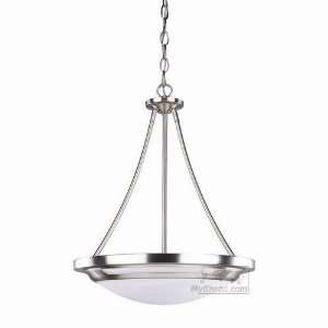 Avalon   15 1/4 3 light pendant in brushed pewter with alabaster glas