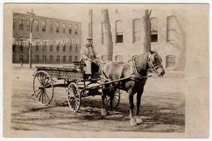 Real Photo Postcard Horse Drawn T.S. Cudworth Express Wagon @ US Whip 