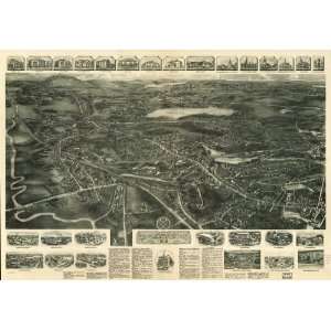   Panoramic Map Aero view of Canton, Mass. 1918.