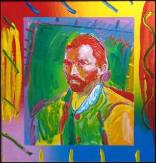 Peter Max VAN GOUGH Acrylic canvas with Custom Frame HAND SIGNED MAKE 