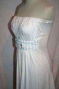 873 SKY Stretch White Leather Belt Strapless Dress X Small  