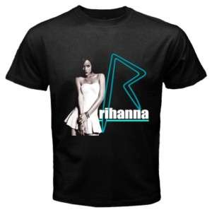 New RIHANNA R logo Black t shirt Size S,M,L,XL,XXL,3XL  