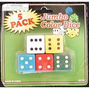  5 Jumbo Dice   All Different Colors