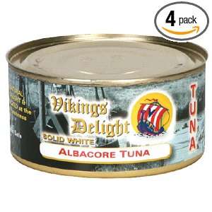 VIKINGs DELIGHT Tuna Albacore Solid White, 6.0 Ounce Tins (Pack of 4 