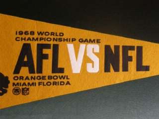 RARE VINTAGE GREEN BAY PACKERS PENNANT 1968 AFL VS NFL CHAMP GAME 