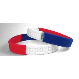  Support our Troops Red, White & Blue Rubber Wristband 