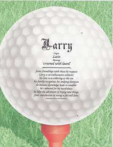 GOLF BALL Print Personalized Name Meaning Poem Prayer  