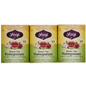 Yogi Tea Green Tea Pomegranate, Herbal Supplement, Tea Bags, 16 ct, 3 