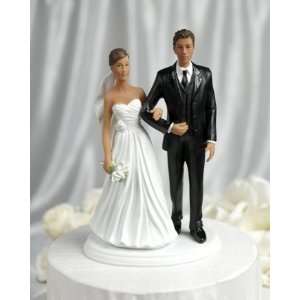  Chic Dark Haired Wedding Bride and Groom Cake Topper 