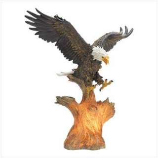 BALD EAGLE LAMP/ STATUE~ Glowing Tree Trunk~ Detailed  