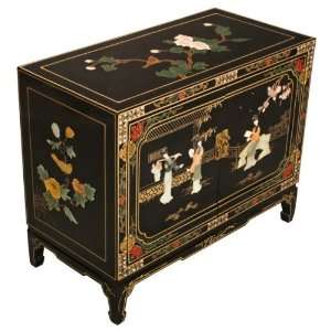   Lacquer Cabinet/Buffet With Mother of Pearl & Jade  Springtime Design